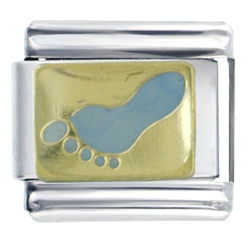 Baby Blue Footprint Italian Charms Bracelet Link