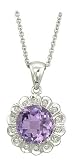 14K White Gold Amethyst & Diamond Necklace