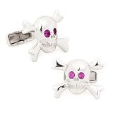 Sterling Silver Ruby Eye Skull Daddy Cufflinks