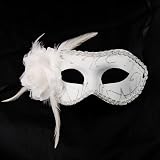 Party Feather Eye Mask Match Masquerade Venetian Fancy Dress White