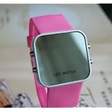 LEDウオッチ これって鏡?　腕時計?  ピンク