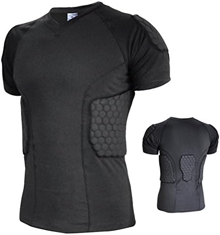 SoEnvy Men's Black Compression Basketball Sports Padded Shirt (US Small(Tag L))