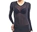 Second Skin Womens Long Sleeve Sheer Top, Black X-Large