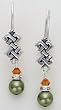 Sterling Silver Celtic Tri-Weave and Swarovski Pearl and Crystal Dangle Earrings