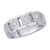 3 Cubic Zirconia Men's Ring 1/4 ct. Bezel Set in Sterling Silver