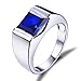 Jewelrypalace Men's 3.4ct Square Created Blue Sapphire 925 Sterling Silver Ring