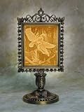 Snowy Egret Lithophane Victorian Stand Antique Brass