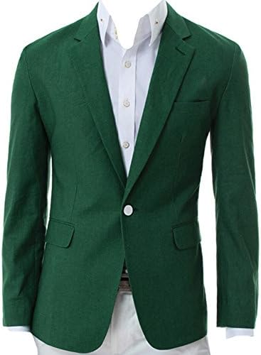 Tobey Men's Spring Casual V-Neck One Button Blazer Travel Jacket Suit Coat Tops (Asian XXL, Green)
