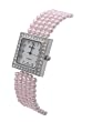 Geneva Platinum Mulit-Strand Pink Faux Pearl Fashion Watch��with CZ Accents
