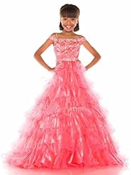 Girls Lace  Organza  Ball Gown Flower-Girl Dress/Prom Dress 