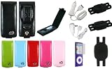 3n1 Combo - Premium Flip Leather Case with Swivel Belt Clip for Apple iPod Nano Nano-Chromatic 4th Generation 8gb 16gb + Bonus Young Micro (Black) Shoe Silicone Skin Pouch compatible with Nike+ sensor(Nano Chromatic Not Included)