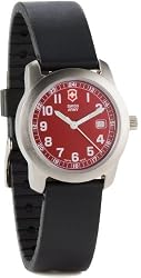 Victorinox Swiss Army Field Womens Watch Rubber Sport Strap Date Feature and HOT RED Dial 24999