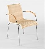 Euro Style 0-1112 Lani Arm Natural Rattan/Chrome 4 Pack