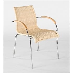 Euro Style 0-1112 Lani Arm Natural Rattan Chrome 4 Pack 