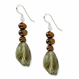 Sterling Silver Smokey Quartz And Brown Fw Cultured Pearl Earrings