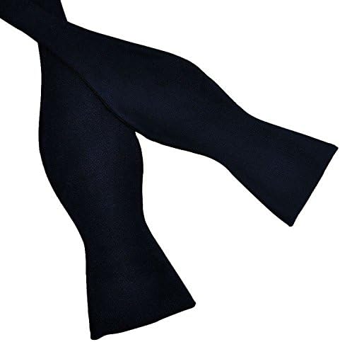 Lynne Carlos Men's Solid Color Satin Self Bowtie (Navy Blue)