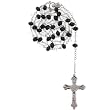 Black and Clear Crystal Rosary with Faceted Rondell Beads in 8x6mm - 28'' Necklace - 21'' Overall Length