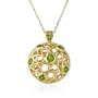 Yellow Gold Plated Sterling Silver Peridot Multi-Circle Pendant, 18"