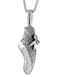 Sterling Silver Ballet Shoes Pendant, 1 3/8 inch tall
