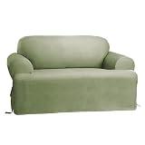 Sure Fit Cotton Duck T-Cushion Sofa Slipcover - Sage Green