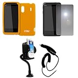 EMPIRE Orange Silicone Skin Case Cover + 360 Degree Rotatable Car Windshiel ....