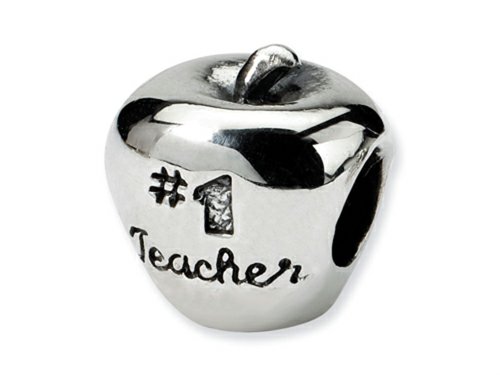 Reflections(tm) Sterling Silver #1 Teacher on Apple Bead / Charm