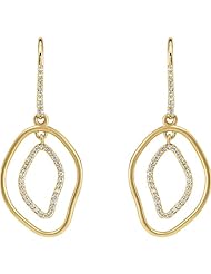 Jewelplus Designer 3/8 ct tw Diamond Open Silhouette Dangle Earrings 14K Yellow Gold Pair