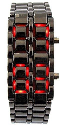 Youyoupifa Men's Stainless Steel Lava Red LED Digital Bracelet Watch (Black)