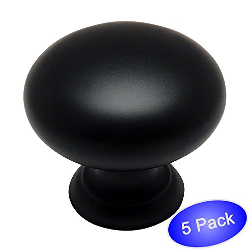 Cosmas® 4950FB Flat Black Cabinet Hardware Round Mushroom Knob - 1-1/4