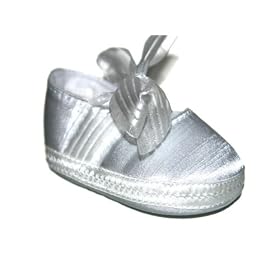 White Satin Baby Infant Christening Wedding Crib Shoes