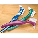 DENTURE toothbrush false teeth cleaning Brush ORAFIX double sided BRISTLES - Assorted colors - SINGLE