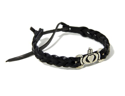 Braided Bracelet Faux Leather Friendship Claddagh Black