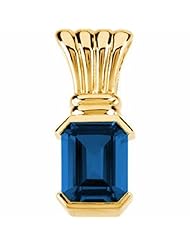 10K Yellow Gold Emerald Cut Chatham Created Sapphire Pendant -- LIFETIME WARRANTY