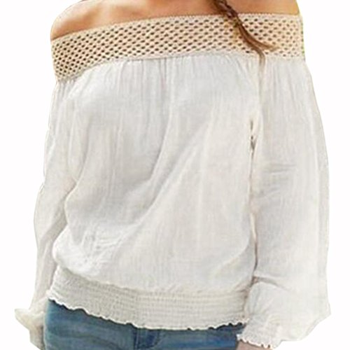 Sunward Sexy Women's Off-shoulder Strapless Long Sleeve Shirt Casual Blouse Tops