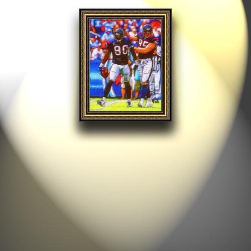 Completely Handpainted American Football Sport Painting, Custom Order FL4717, Oil on Canvas, with Option to Paint Jerry, Brett & Co. from Any Other Favorite Photograph or Picture, Unframed, Size 18'' x 22