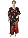 Resort Wear Womens Paisley Print Satin Crepe Caftan Kaftan Black Evening Dress
