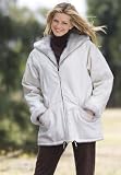 Hooded leather-look with faux fur jacket