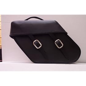 Large Hard Slant Box Top Saddlebag with Black Piping,Quick Release Buckles, & Handles