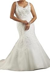 Spaghetti Strap Sheer Lace Floral Print Mermaid Satin Natural   Waistline Wedding Dress 