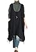 Mordenmiss Women's Autumn Vest Dress Pull-Up Hem Linen Top with Pockets XL (Black)