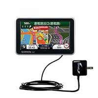 Gomadic Intelligent Compact AC Home Wall Charger for the Garmin Nuvi 2555 2595 LMT - High output power with a convenient, foldable plug design - Uses TipExchange Technology