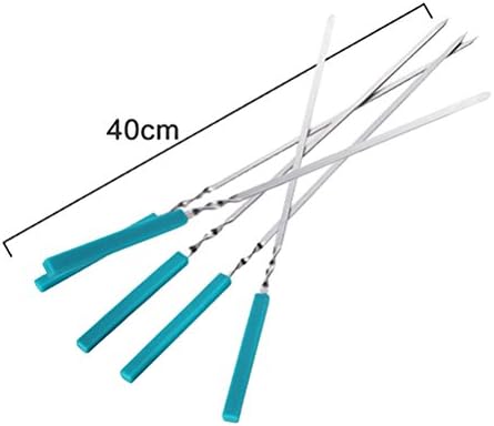 Blue Outdoor Long Stainless Steel Skewers Barbecue Skewers Shish Kebab Kabob Skewers 15.75-Inch Set of 5