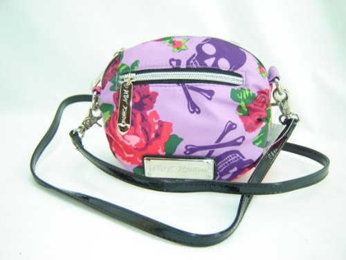 Betsey Johnson Rockin Skulls Mini Crossbody Handbag Purse Plum Multi