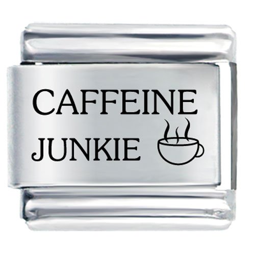 Caffeine Junkie Coffee Mug Italian Charms Bracelet Link