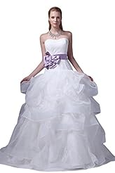 Sweetheart Lace Organza/Satin Corset   Waistline Wedding Dress  with a Court Train 