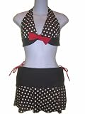 Womens Marina West Two Piece Bikini Swimsuit with Skirt/wrap, Brown with Polk a Dots