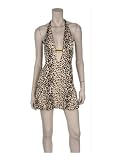 d270 Sexy Leopard Deep V Neck Halter Dress