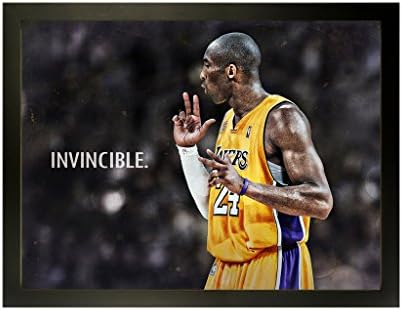 Kumax Kobe Bryant Basketball Stars Poster Artwork Pictured Canvas Wooden Framed Modern Astract Art Mount For Bar Office Room Wall Print Decor (9.45x12.99inch 12.99x16.93inch)