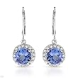 Earrings With 3.71ctw Precious Stones - Genuine Clean Diamonds and Tanzanites Crafted in 14K White Gold Length 27mm
