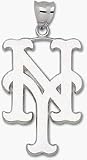 New York Mets Giant 1 3/8 W x 2 H NY Pendant - Sterling Silver Jewelry